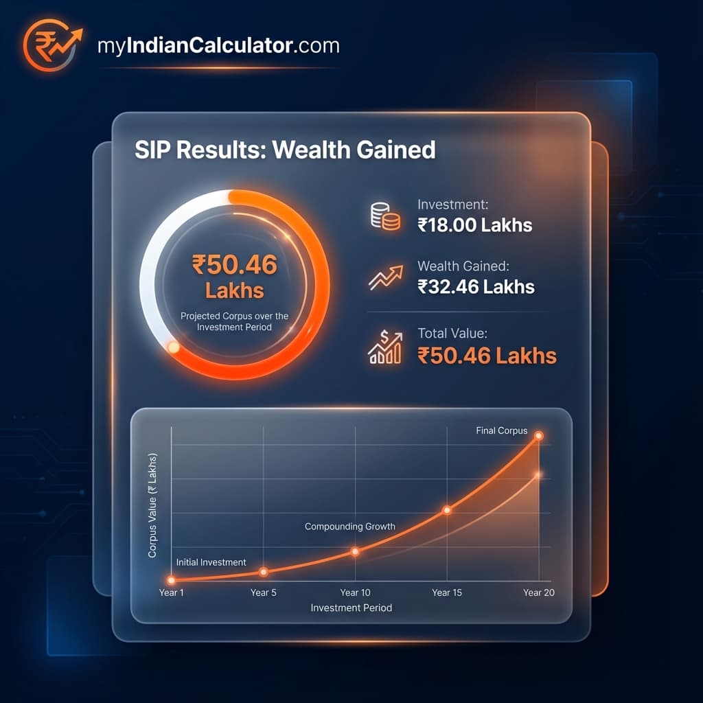 SIP Calculator Online Calculator India - Result Preview and Financial Dashboard